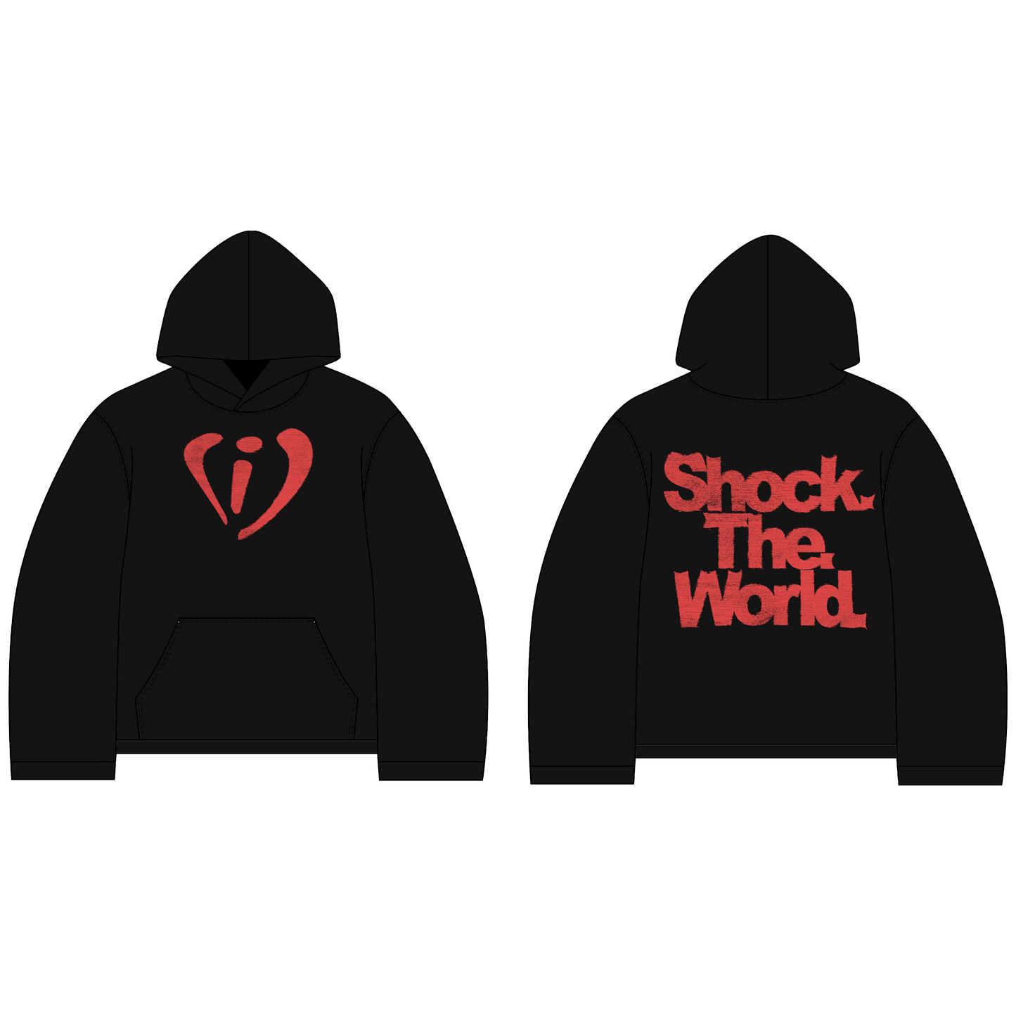 Black and red shock the world hoodie